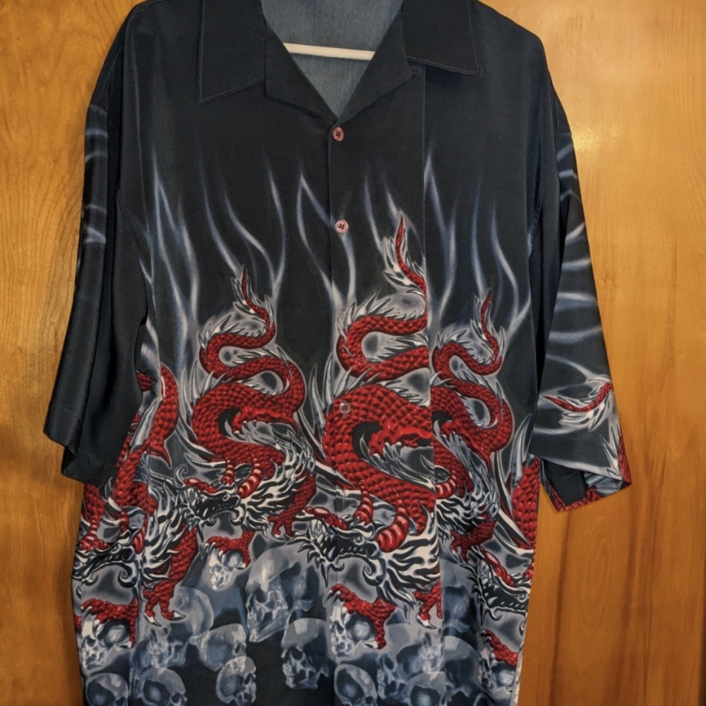 Vintage Moon Japanese Dragon Shirt XL